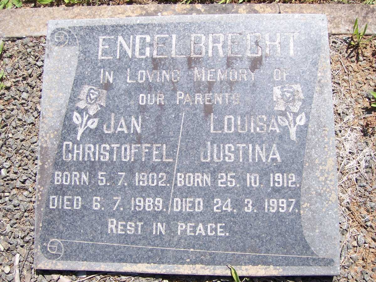 ENGELBRECHT Jan Christoffel 1902-1989 &amp; Louisa Justina 1912-1997