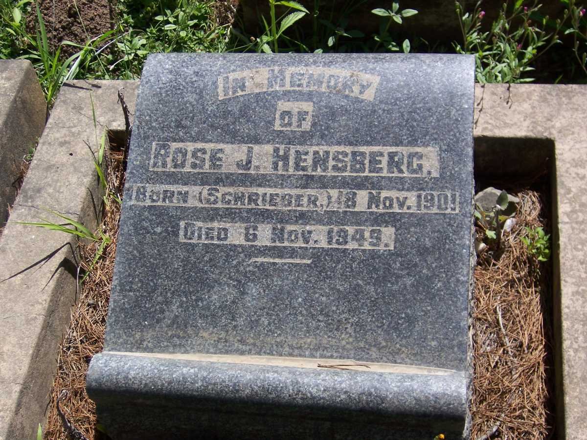 HENSBERG Rose J. nee SCHRIEBER 1901-1949