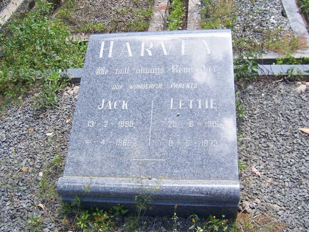 HARVEY Jack 1898-1968 &amp; Lettie 1915-1973