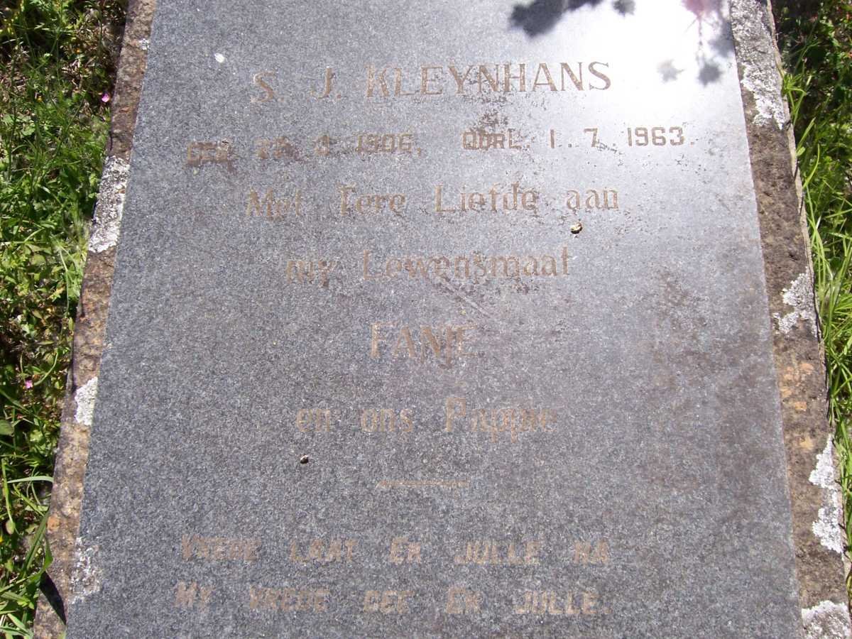 KLEYNHANS S.J. 1906-1963