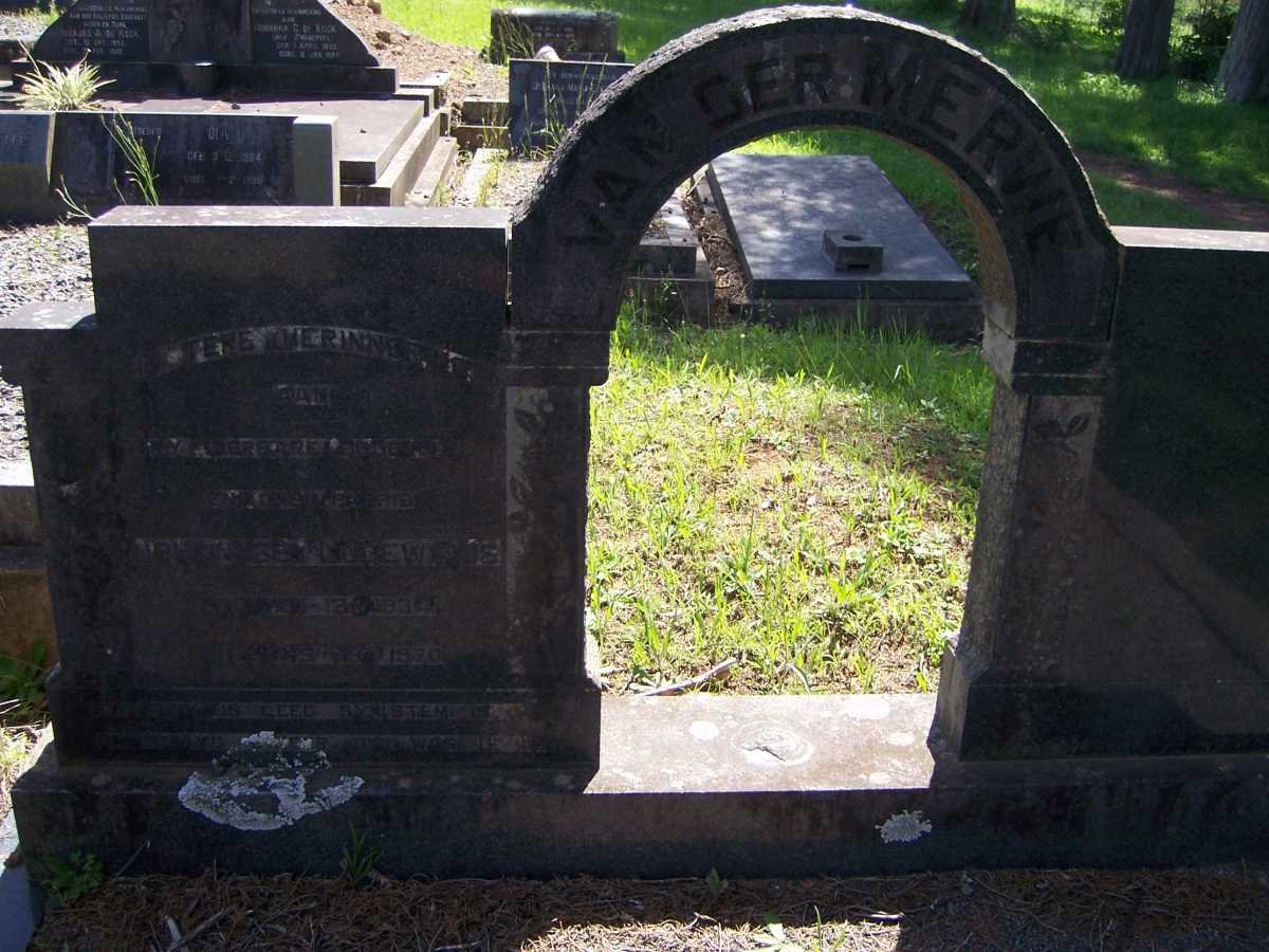 MERWE Johannes Lodewicus, van der 1934-1970