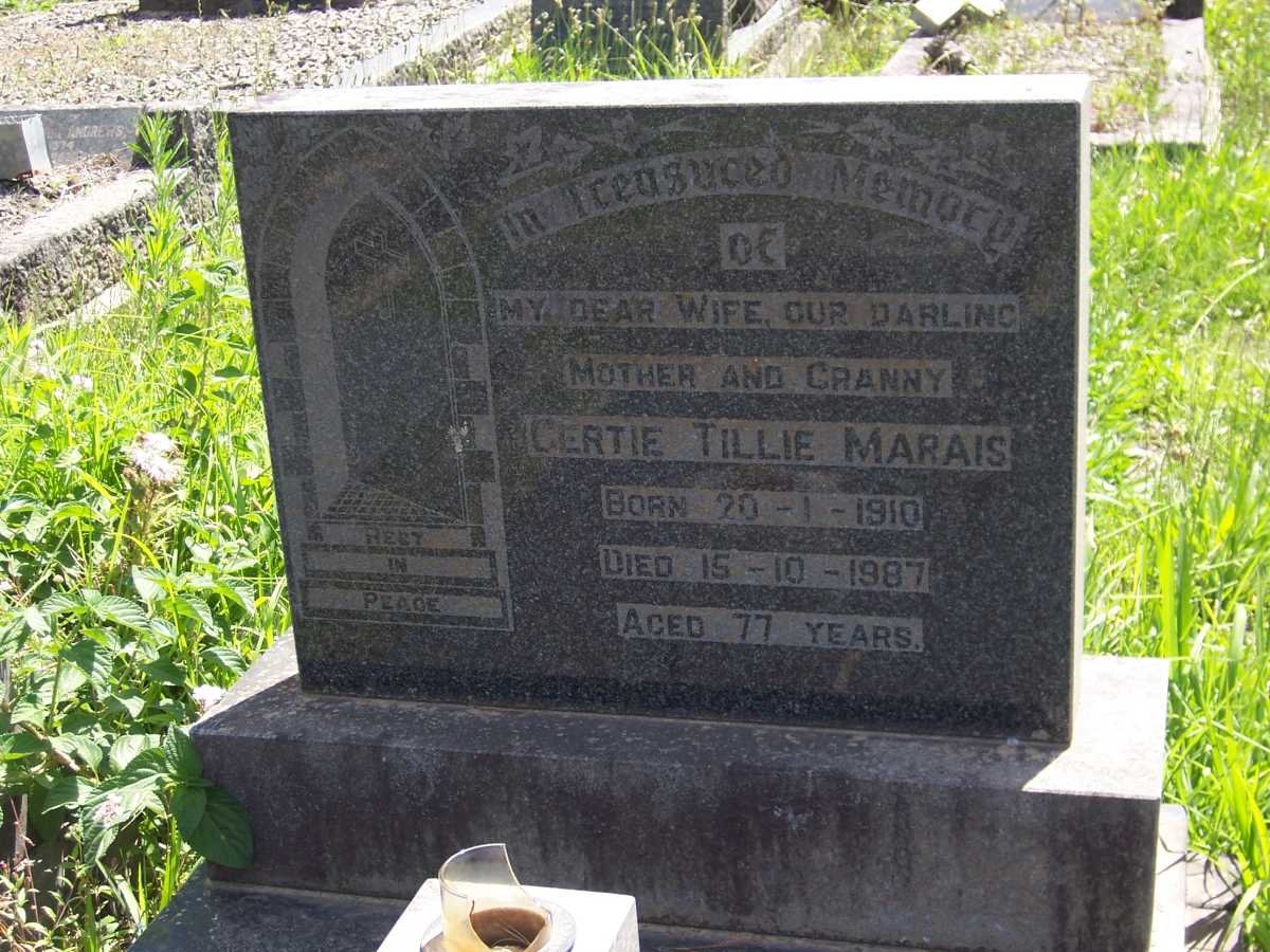 MARAIS Gertie Tillie 1910-1987