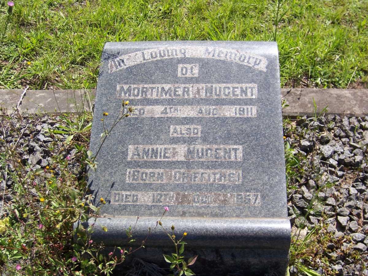 NUGENT Mortimer -1911 &amp; Annie GRIFFITHS -1957
