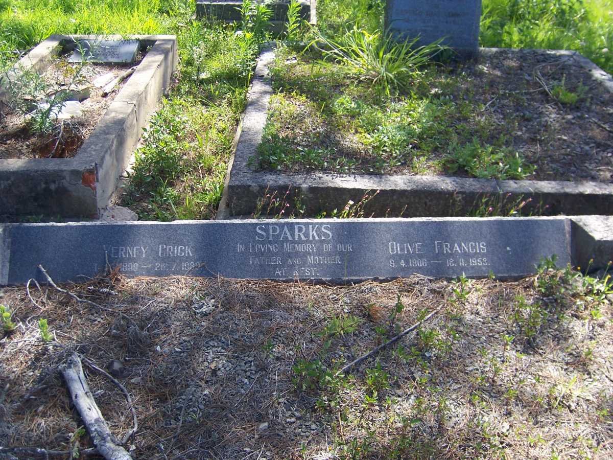 SPARKS Verney Crick 1899-1983 &amp; Olive Francis 1906-1953