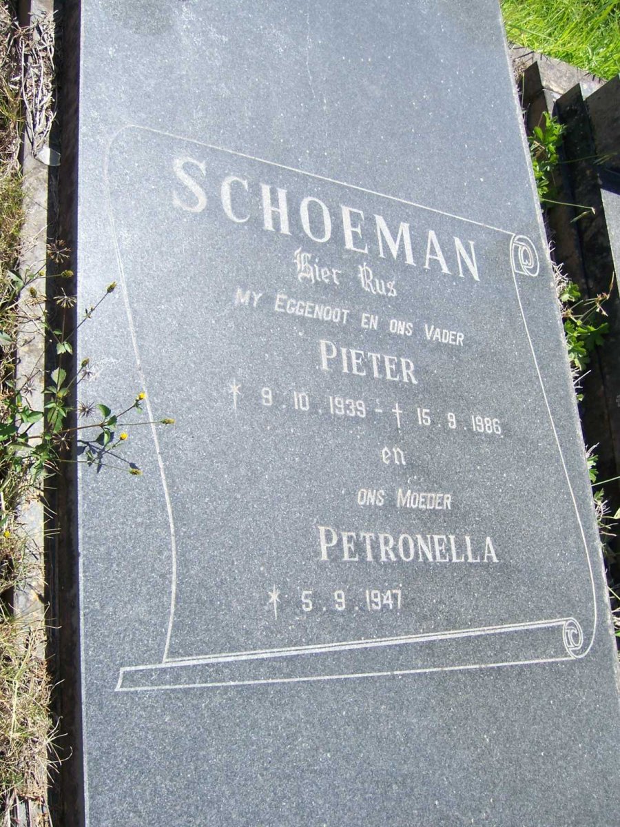 SCHOEMAN Pieter 1939-1986 &amp; Petronella 1947-