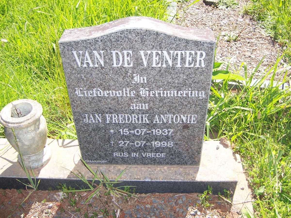 VENTER Jan Fredrik Antonie, van de 1937-1998