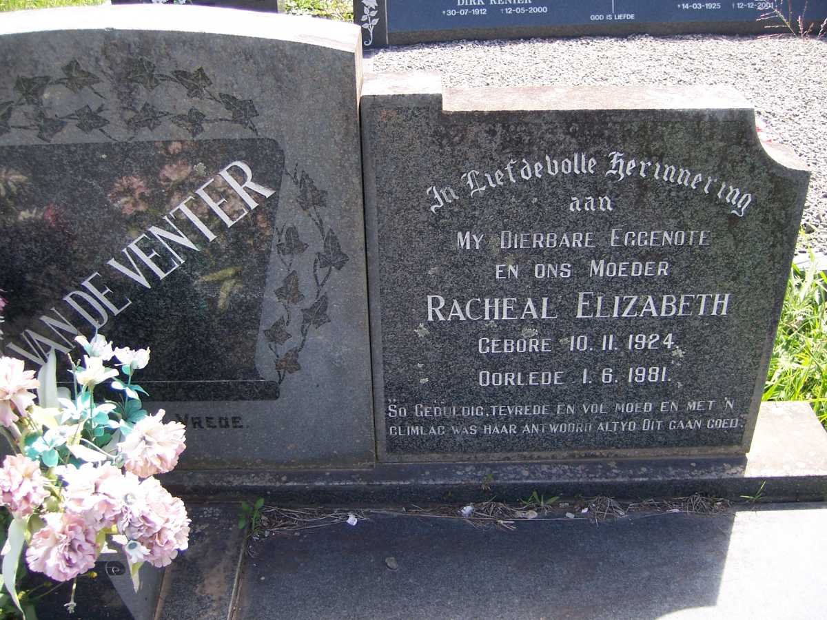 VENTER Racheal Elizabeth, van de 1924-1981