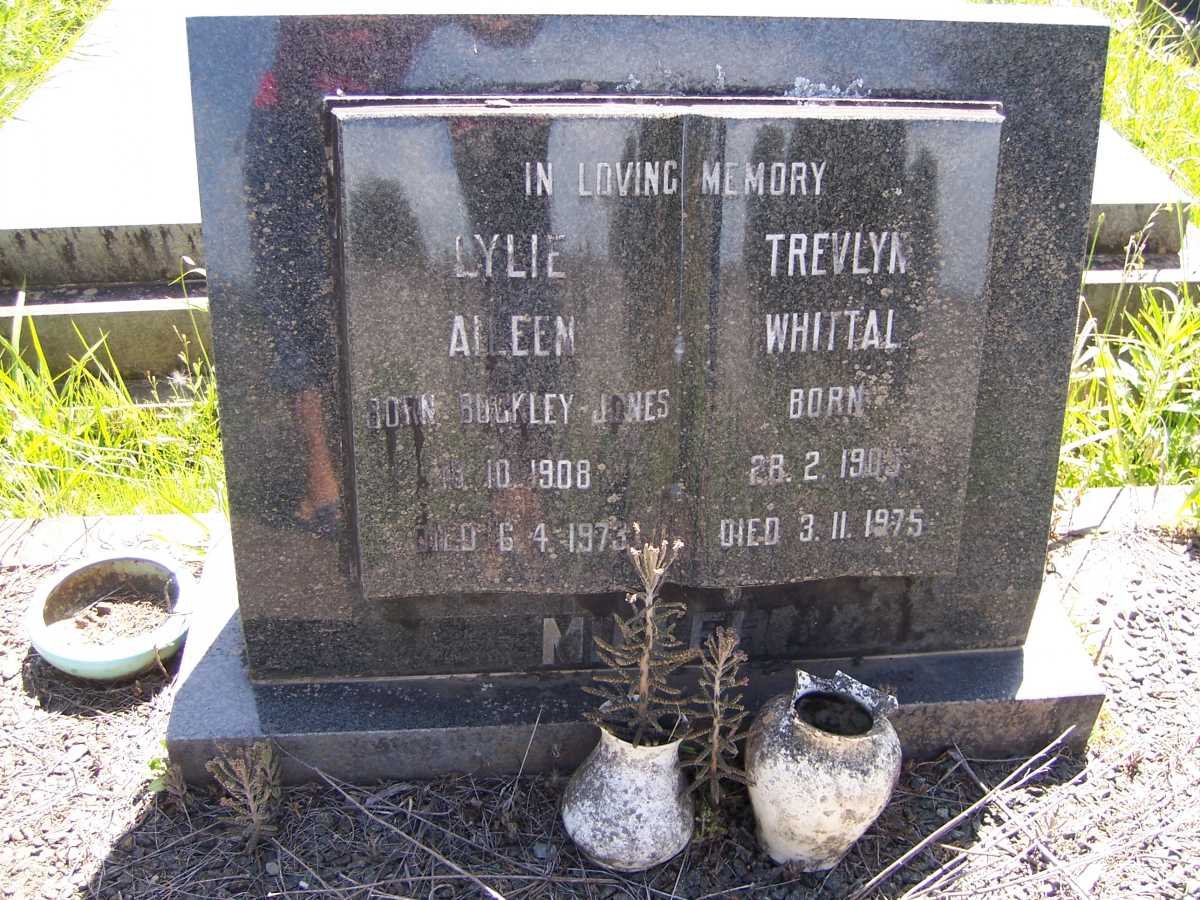 WHITTAL Trevlyn 1905-1975 &amp; Lylie Aileen BUCKLEY-JONES 1908-1973