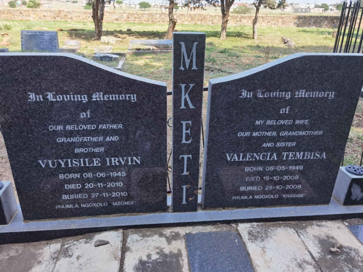 MKETI Vuyisile Irvin 1945-2010 &amp; Valencia Tembisa 1949-2008