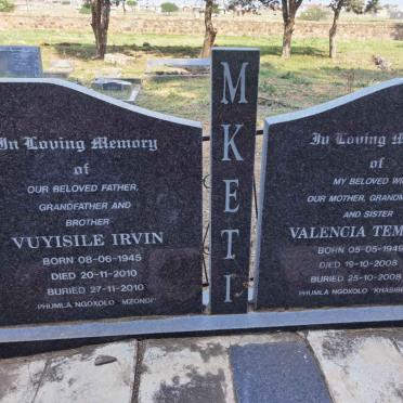 MKETI Vuyisile Irvin 1945-2010 &amp; Valencia Tembisa 1949-2008