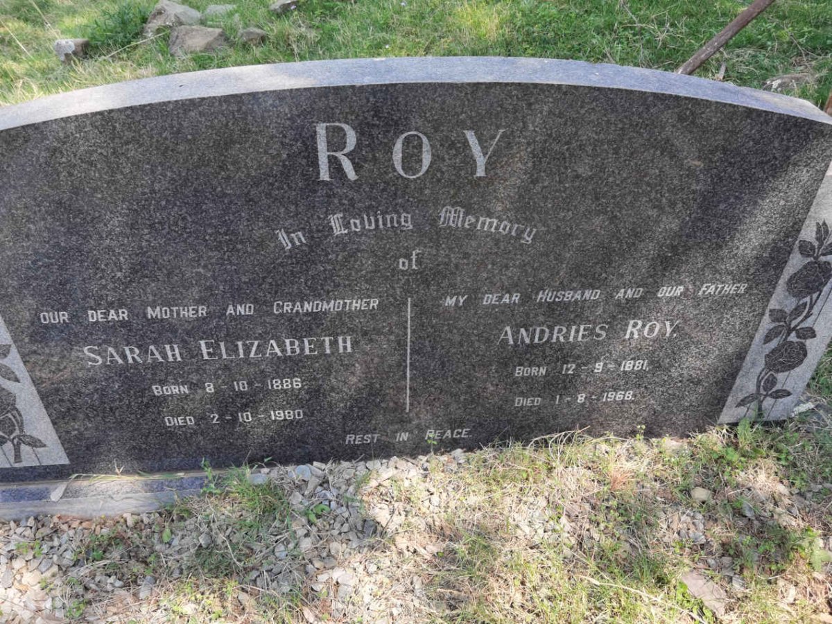 ROY Andries 1881-1968 &amp; Sarah Elizabeth 1886-1980