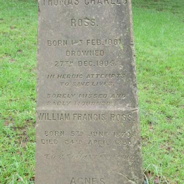ROSS Agnes 1843-1890  :: ROSS William Francis 1870-1890  :: ROSS Thomas Charles 1881-1905