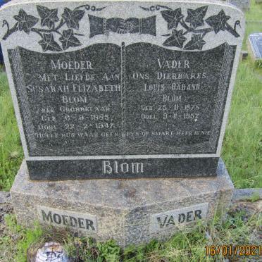 BLOM Louis Barand 1878-1952 &amp; Susarah Elizabeth GROBBELAAR 1885-1947