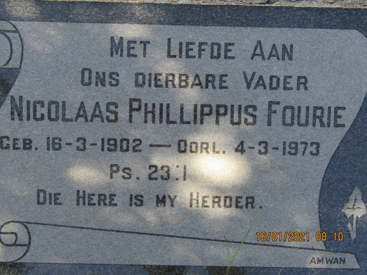 FOURIE Nicolaas Phillippus 1902-1973