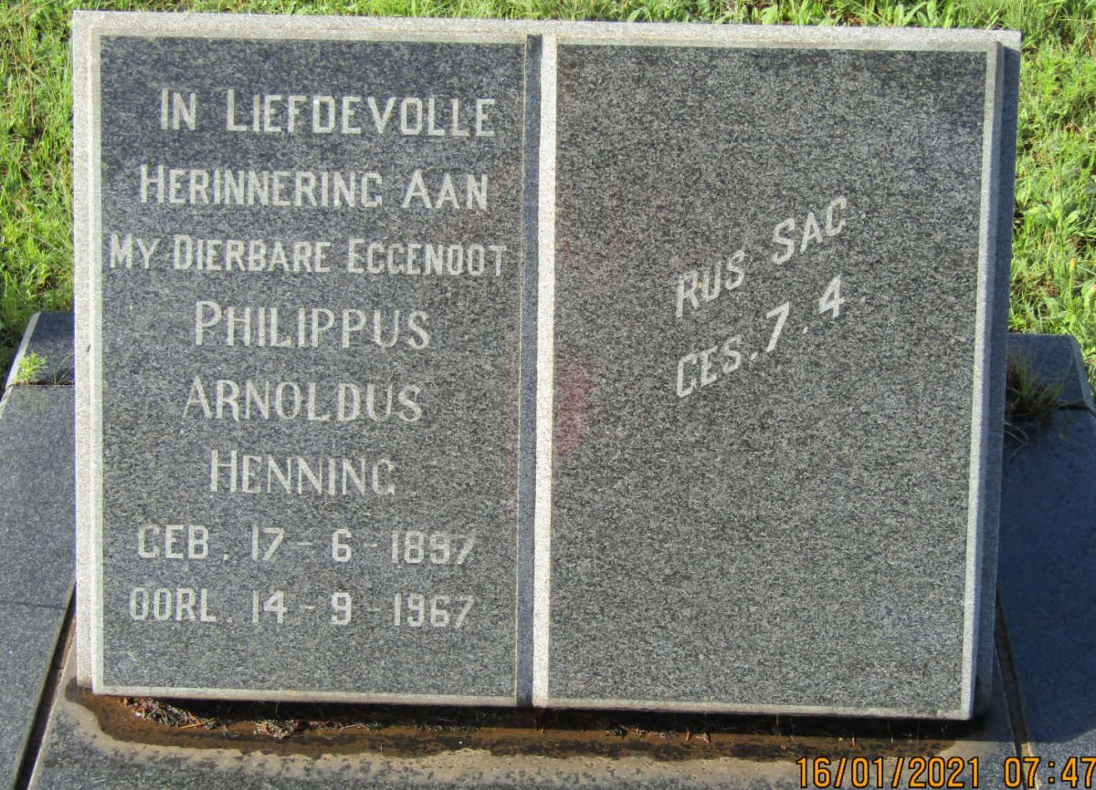 HENNING Philippus Arnoldus 1897-1967