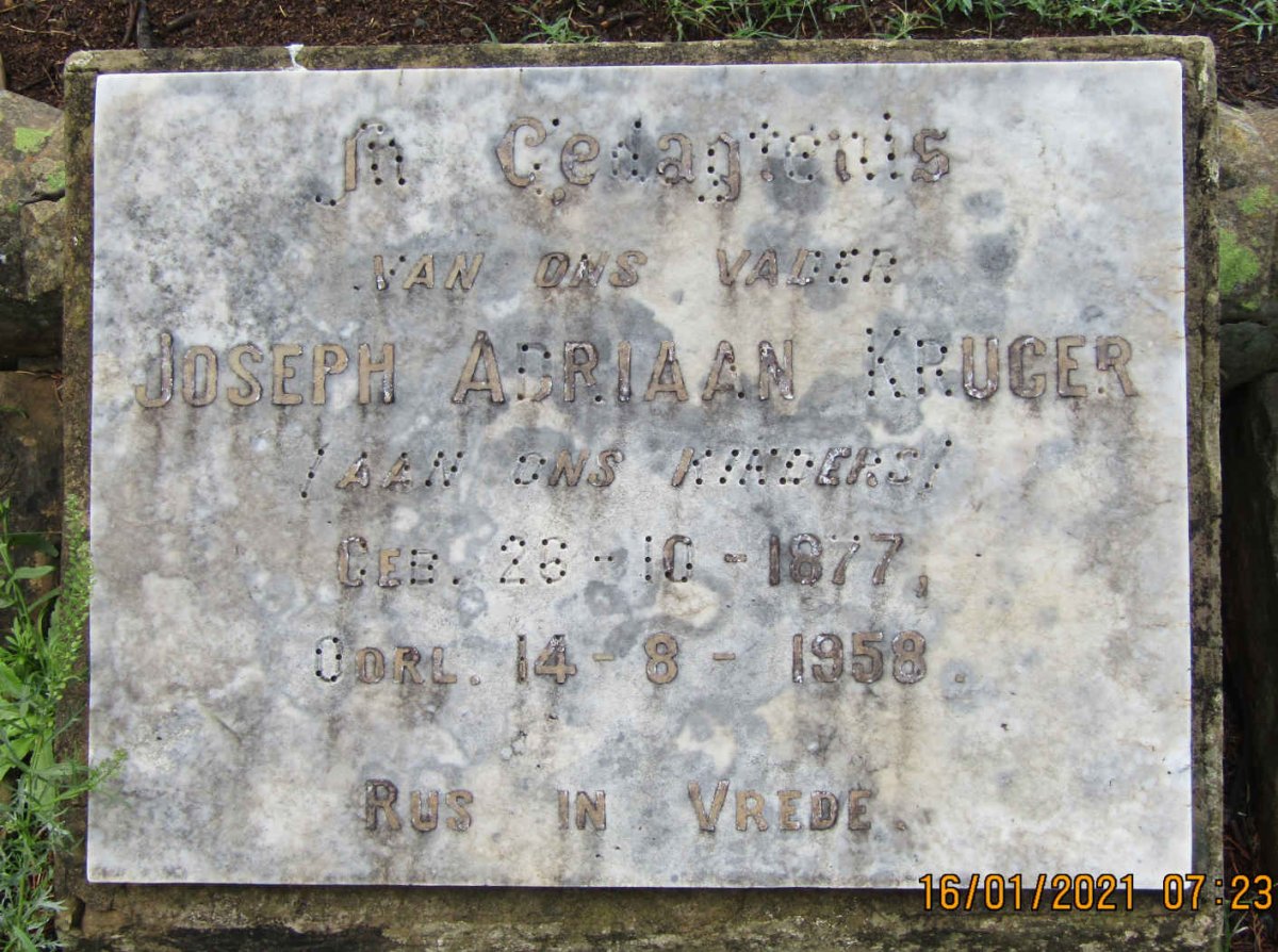 KRUGER Joseph Adriaan 1877-1958