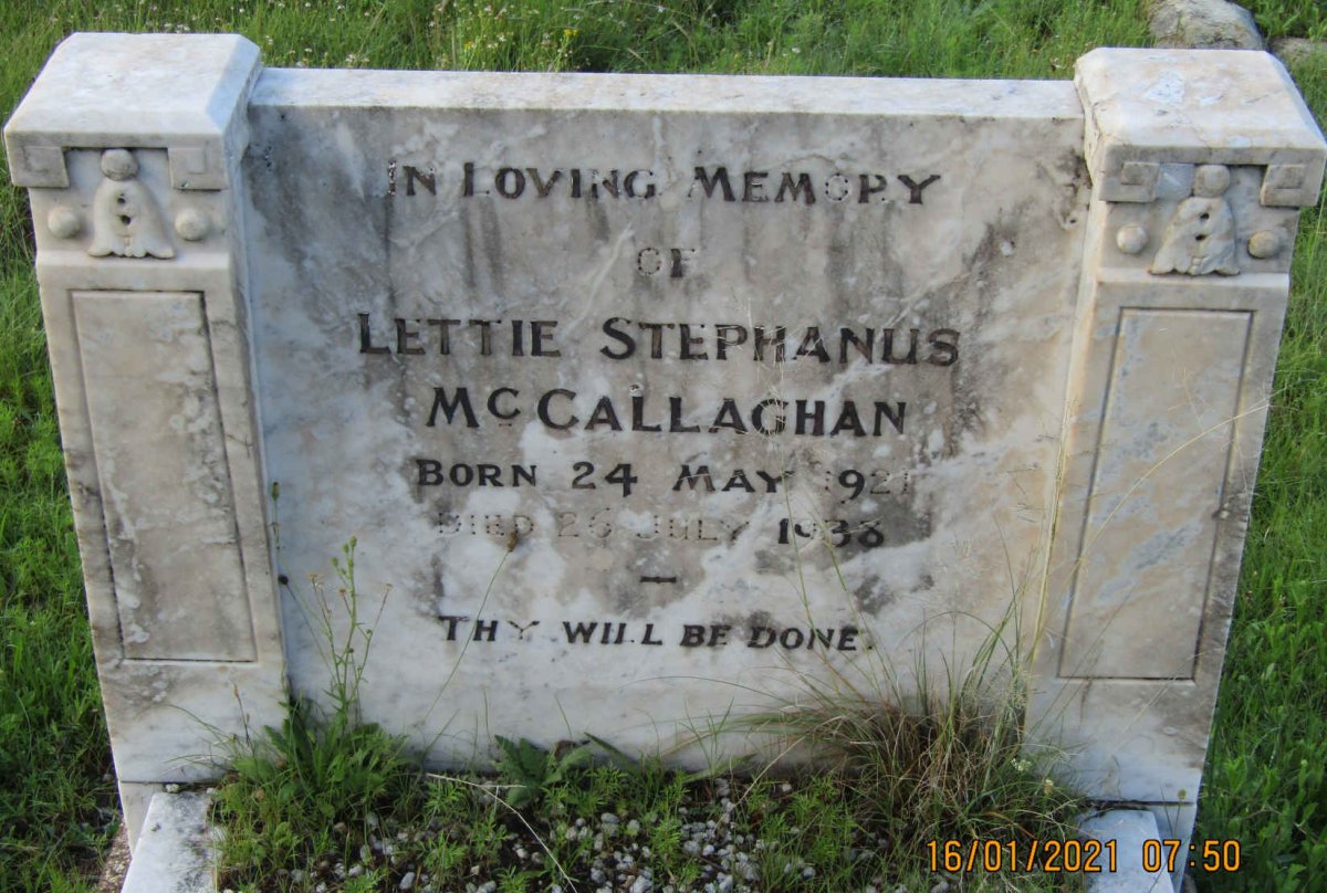 MCCALLAGHAN Lettie Stephanus 1921-1938