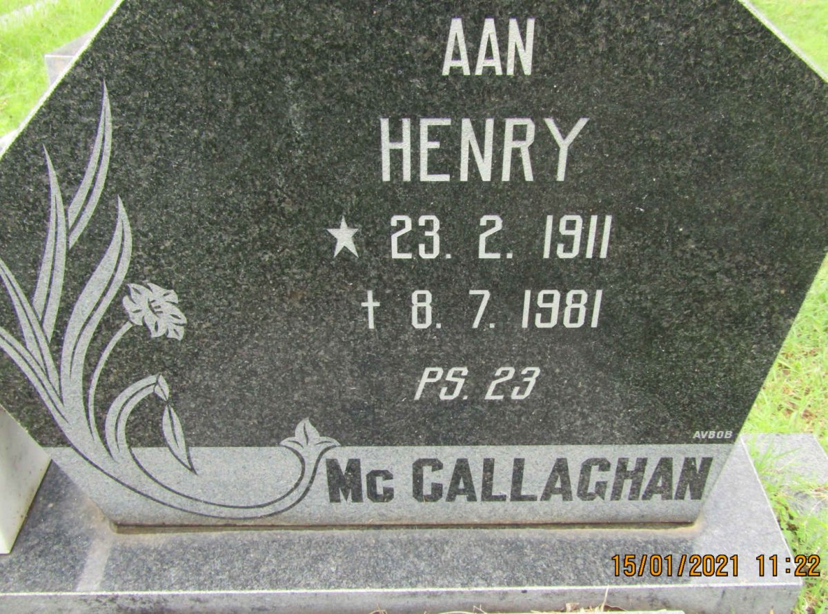 McCALLAGHAN Henry 1911-1981