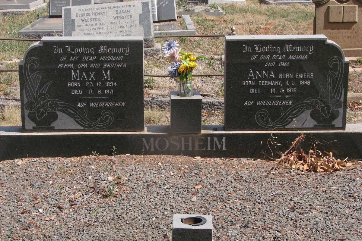 MOSHEIM Max M. 1894-1971 &amp; Anna EWERS 1898-1978