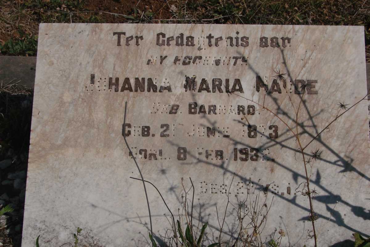 NAUDE Johanna Maria nee BARNARD 1873-1932