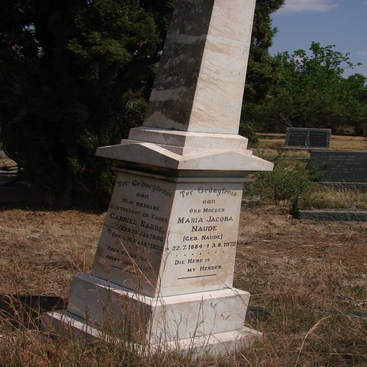 NAUDE Gabriel 1856-1922 &amp; Maria Jacoba NAUDE 1884-1972