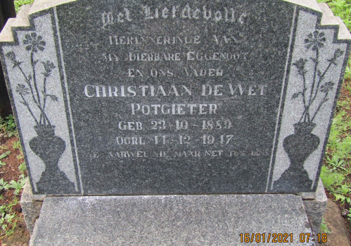 POTGIETER Christiaan de Wet 1889-1947