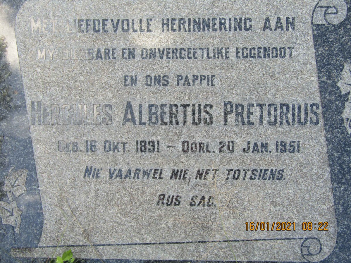 PRETORIUS Hercules Albertus 1891-1951