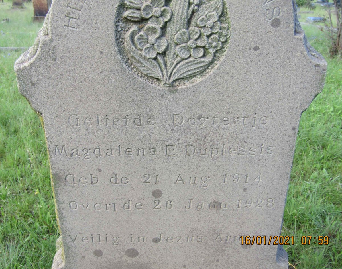PLESSIS Magdalena E., du 1914-1928