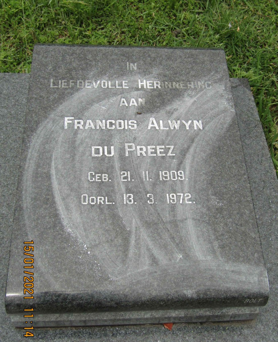 PREEZ Francois Alwyn, du 1909-1972