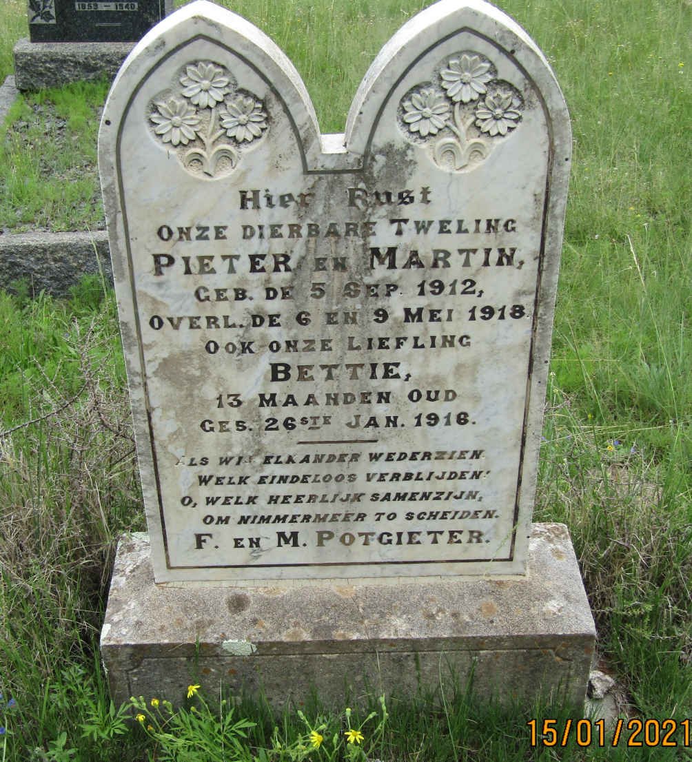 POTGIETER Pieter 1912-1918 :: POTGIETER Martin 1912-1918 :: POTGIETER Bettie -1916