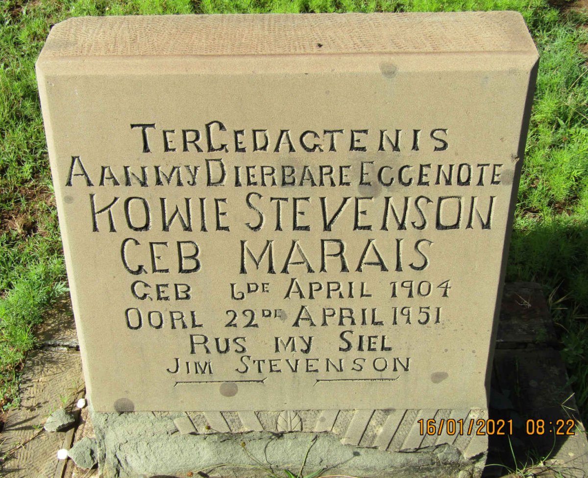 STEVENSON Kowie nee MARAIS 1904-1951