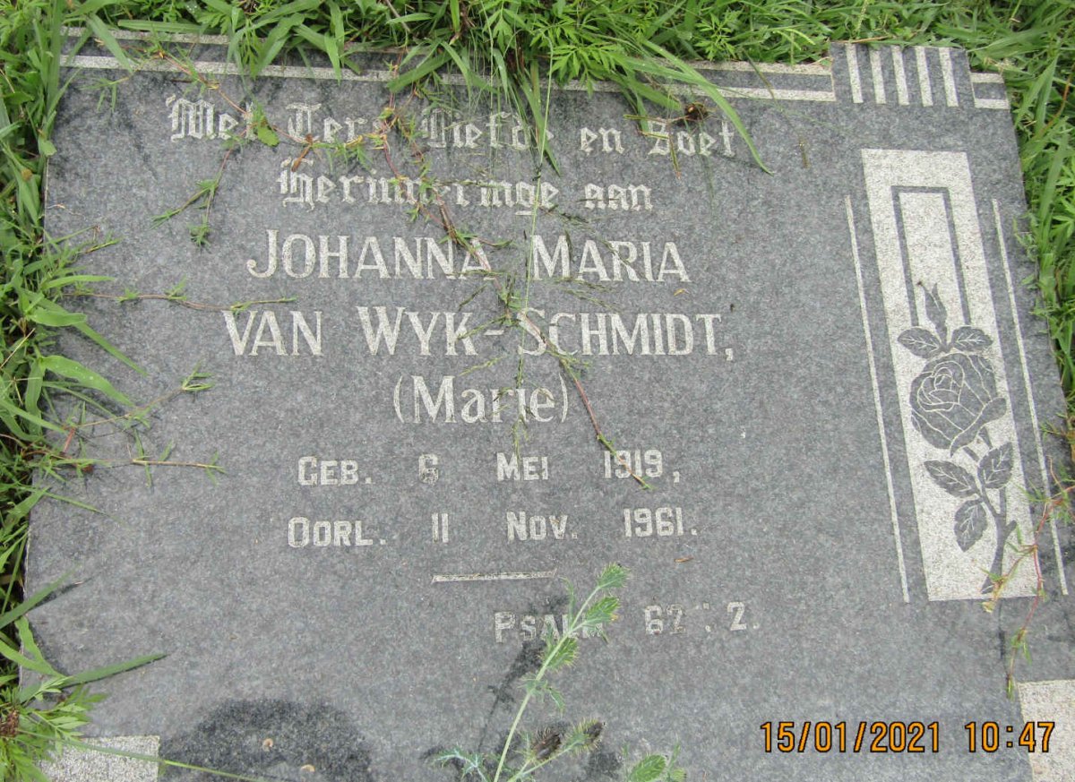 SCHMIDT Johanna Maria, VAN WYK 1919-1961