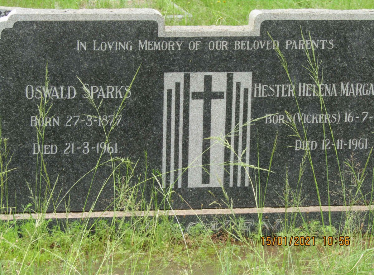 SPARKS Oswald 1877-1961 &amp; Hester Helena Margaret VICKERS -1961