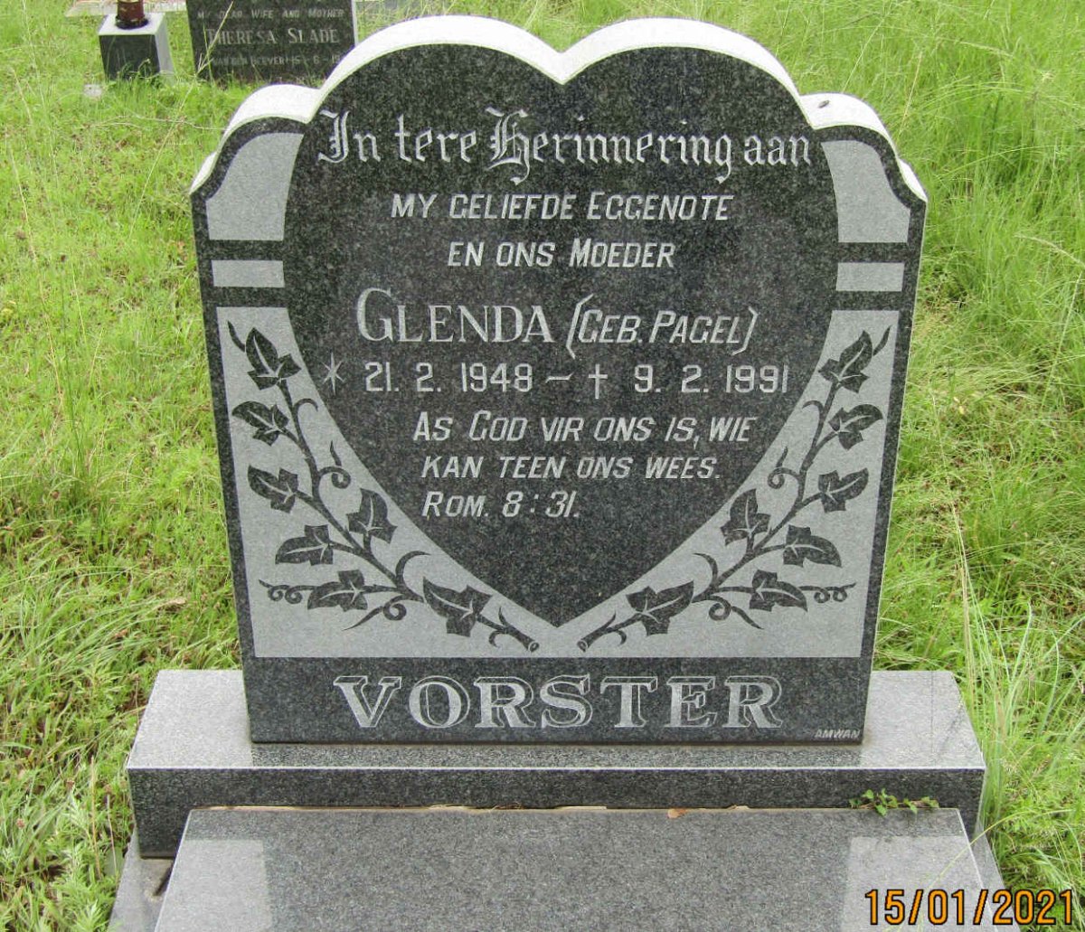 VORSTER Glenda nee PAGEL 1948-1991