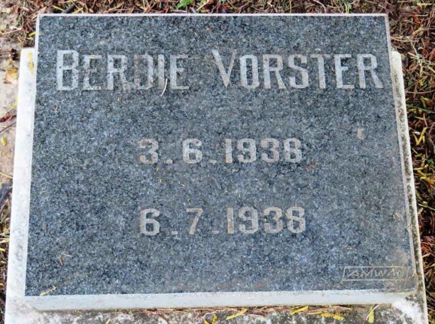 VORSTER Berdie 1938-1938