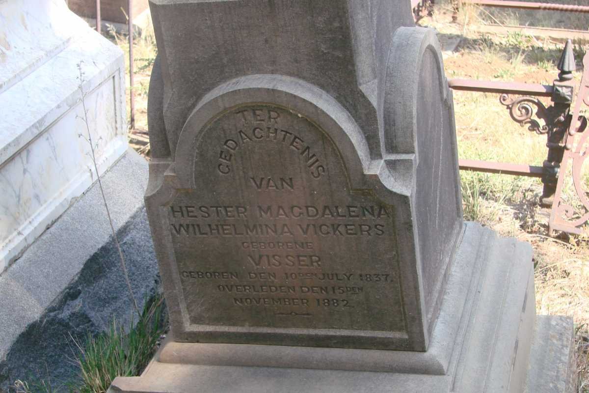 VICKERS Hester Magdalena Wilhelmina nee VISSER 1837-1882