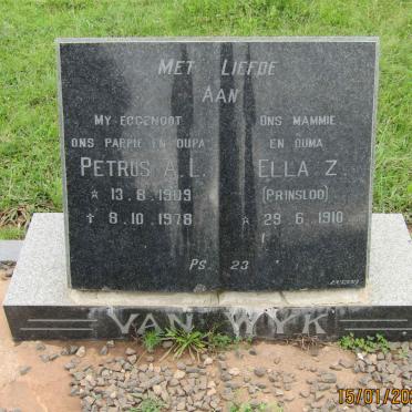 WYK Petrus A.L., van 1909-1978 &amp; Ella Z. PRINSLOO 1910-