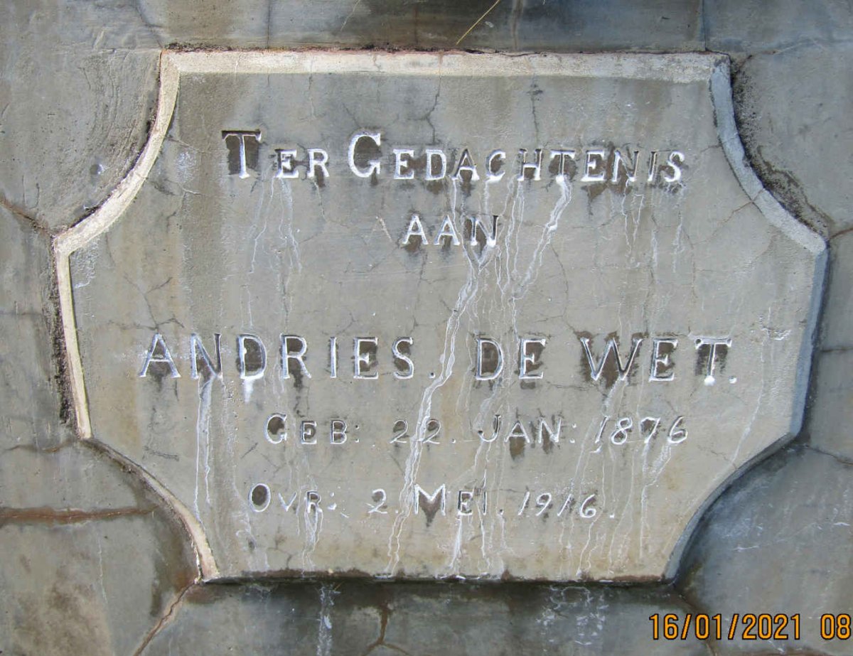 WET Andries, de 1876-1916