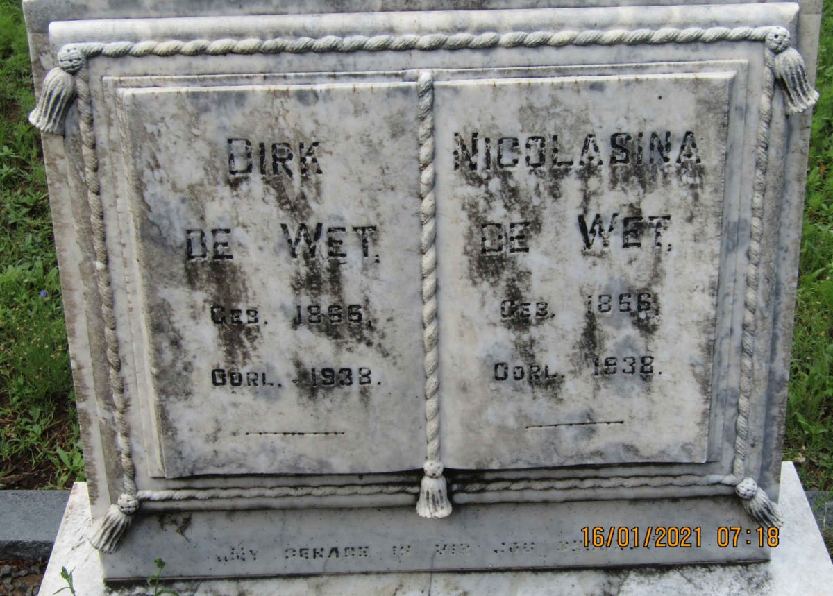 WET Dirk, de 1856-1938 &amp; Nicolasina 1856-1938