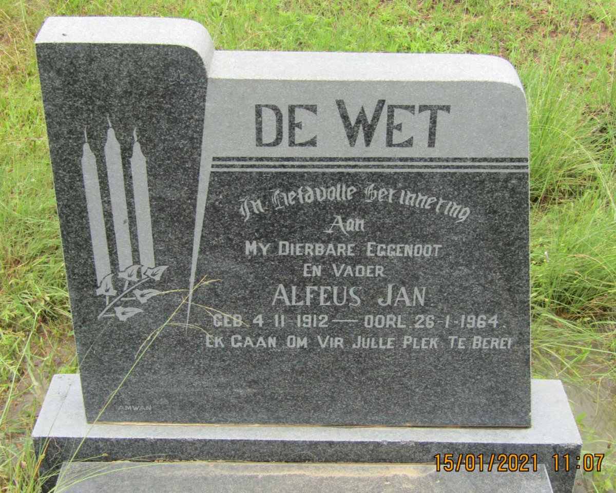 WET Alfeus Jan, de 1912-1964