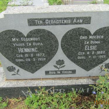 WALT Henning, van der 1877-1959 &amp; Elsie 1882-1965