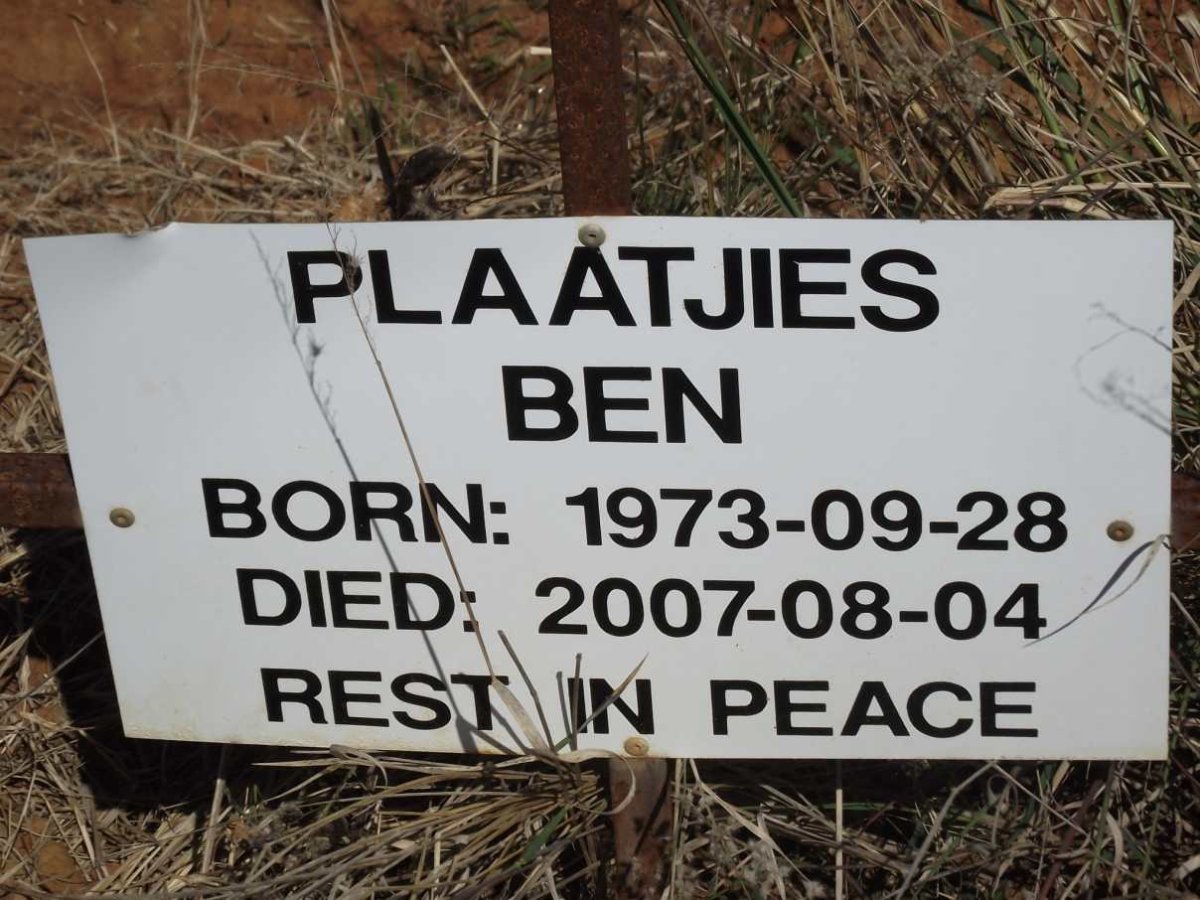 PLAATJIES Ben 1973-2007