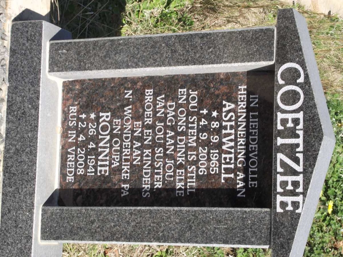 COETZEE Ashwell 1965-2006 :: COETZEE Ronnie 1941-2008