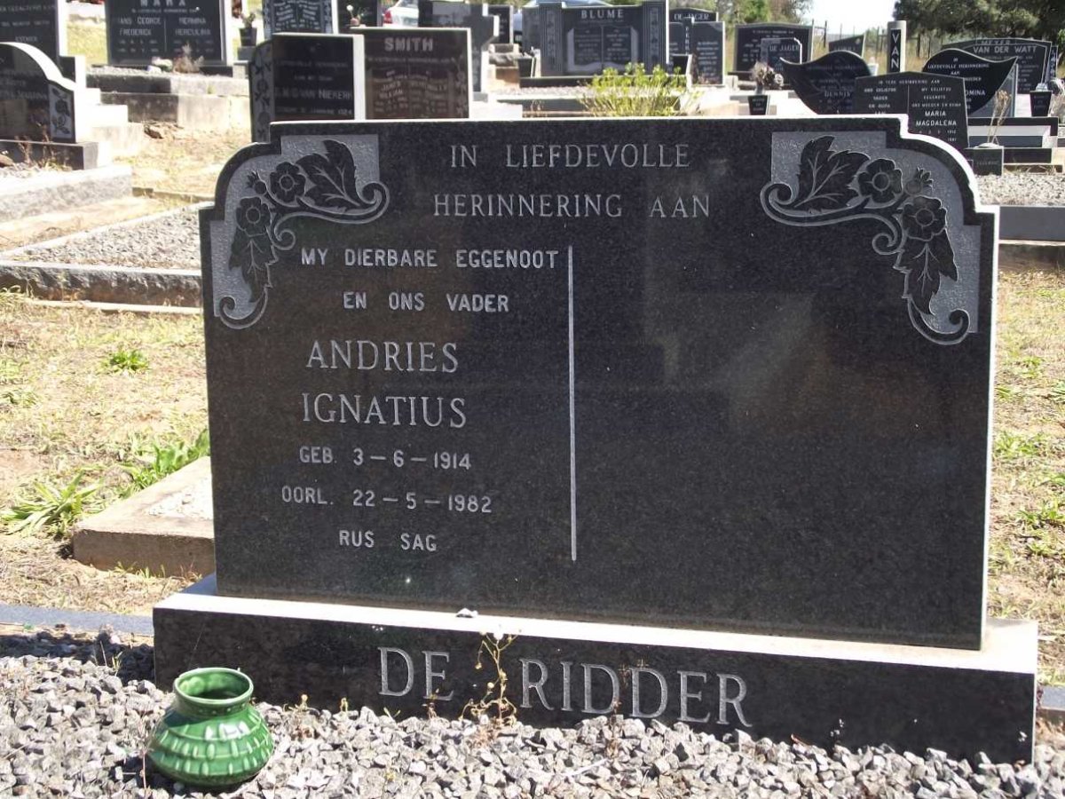RIDDER Andries Ignatius, de 1914-1982