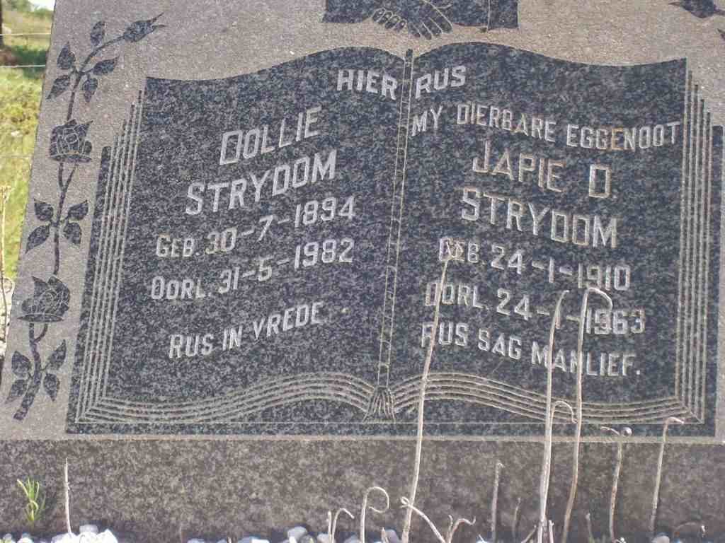 STRYDOM Japie D. 1910-1963 &amp; Dollie 1894-1982