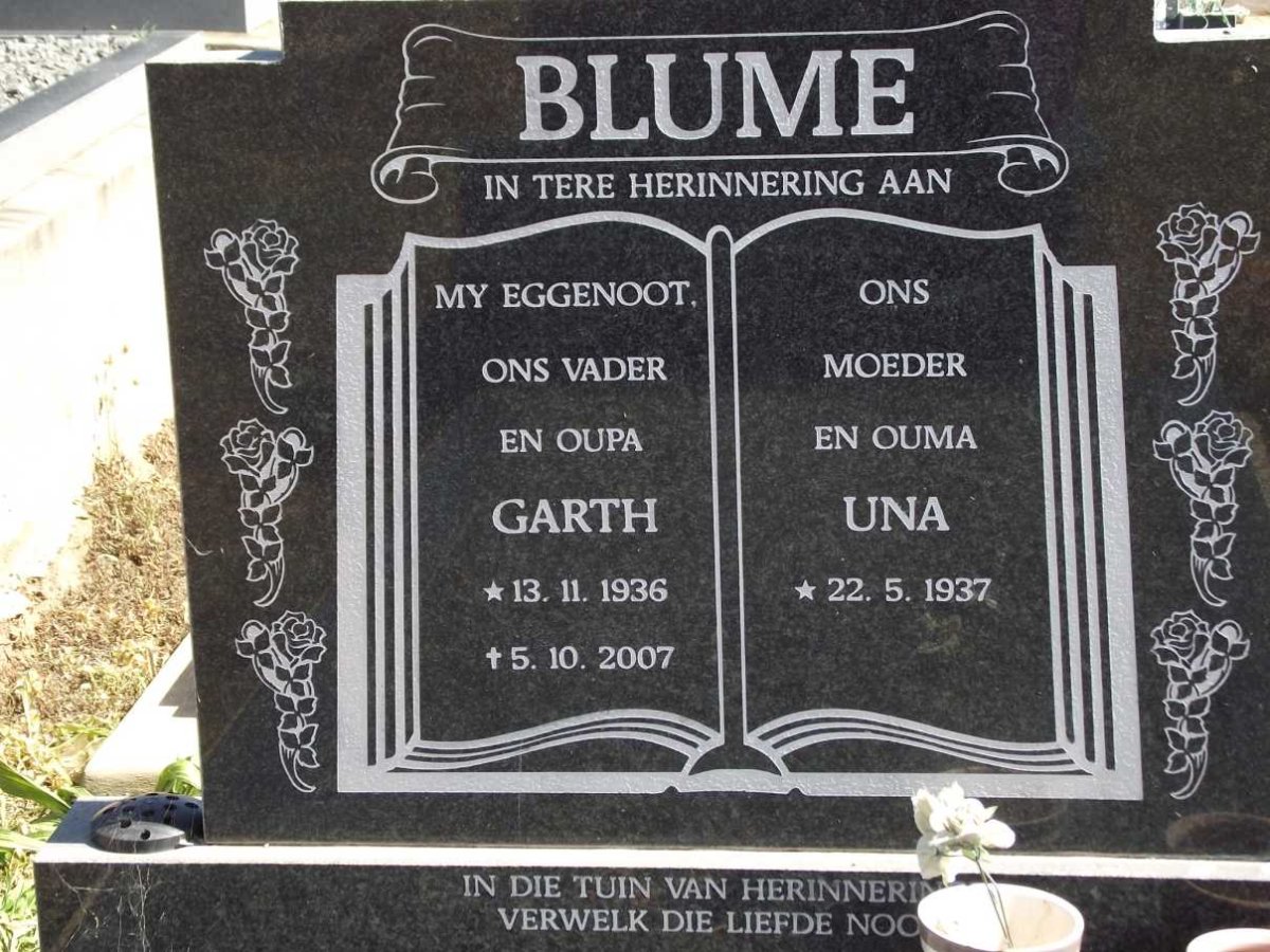 BLUME Garth 1936-2007 &amp; Una 1937-