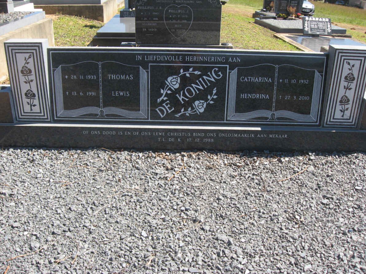 KONING Thomas Lewis, de 1933-1991 &amp; Catharina Hendrina 1932-2010