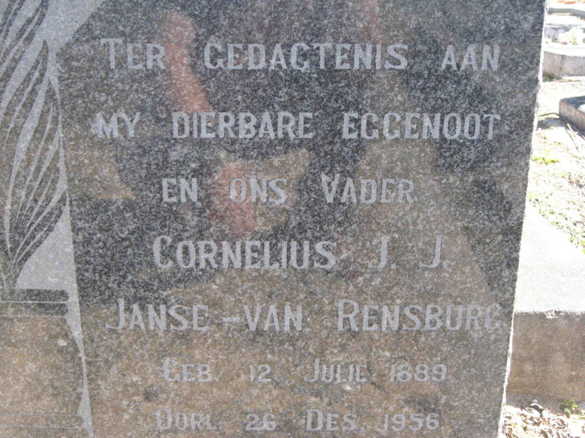 RENSBURG Cornelius J.J., Janse van 1889-1956
