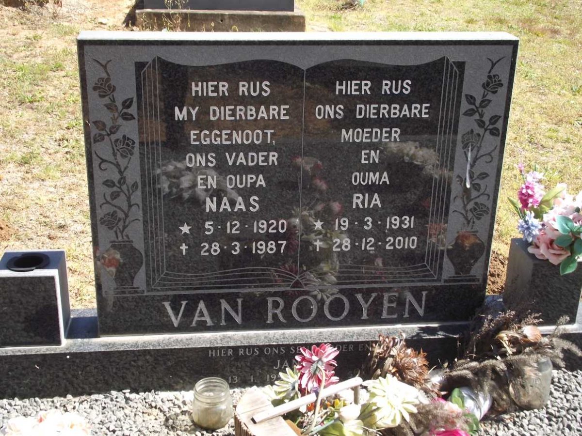 ROOYEN Naas, van 1920-1987 &amp; Ria 1931-2010 :: VAN ROOYEN Jan 195?-?