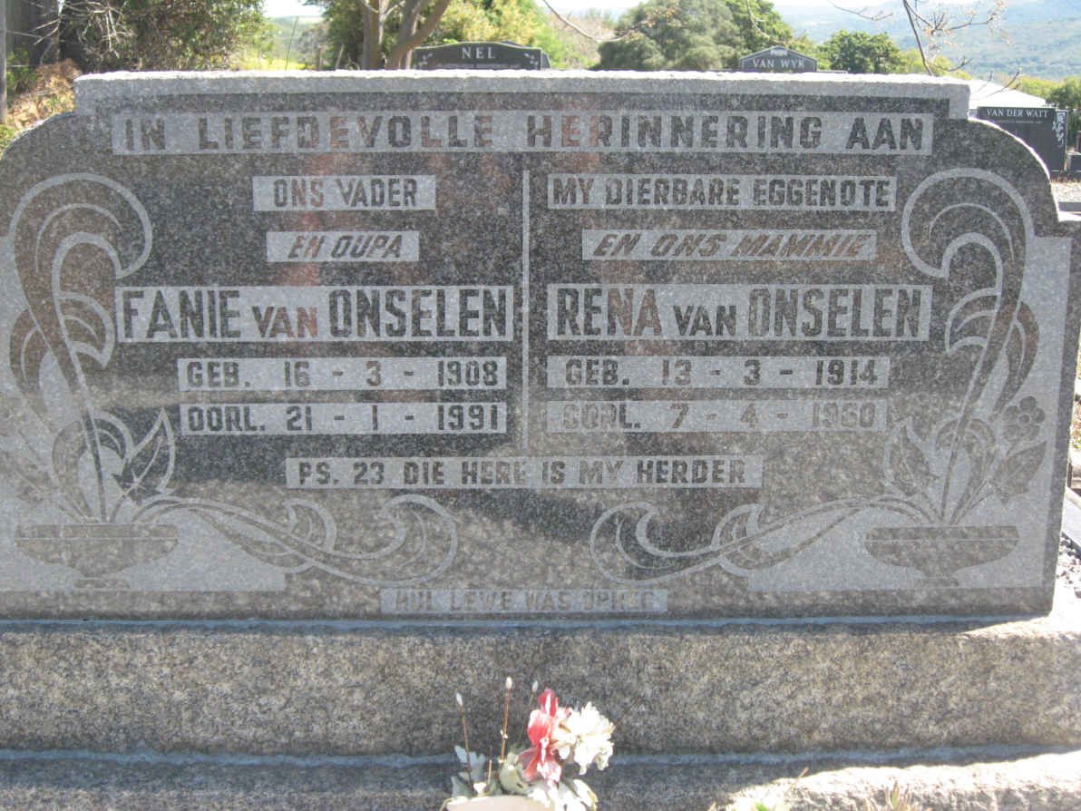 ONSELEN Fanie, van 1908-1991 &amp; Rena 1914-1960